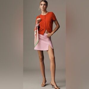 Anthropologie Maeve Pink Tailored Mini Skirt size 12 NWT